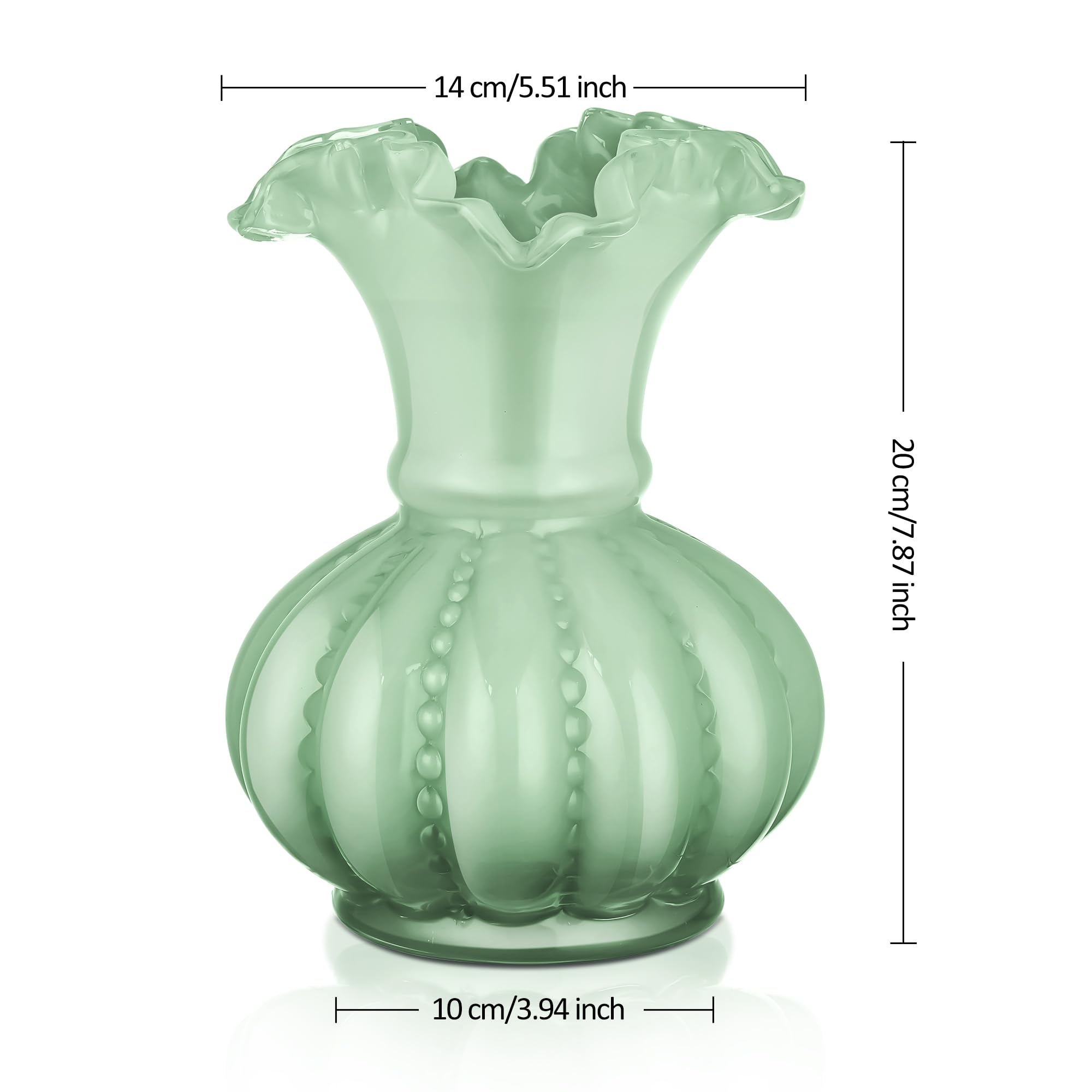 ●MODERN VINTAGE GLASS FLOWER VASE● Amazon.com: Joeyan Handmade Green Glass Flower Vase,7.9